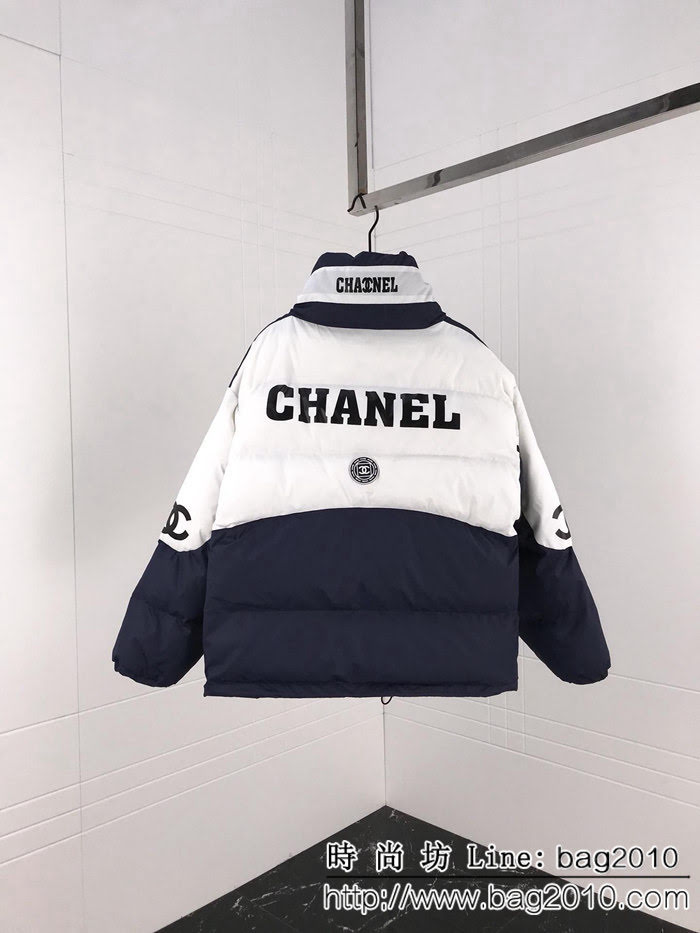 CHANEL香奈兒 vintage中古系列 18ss秋冬新款 背後品牌字母印花 拼色棉服 情侶款 ydi1523